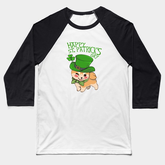 Happy ST Patrick's Day Dog Shiba Inu Gift For Dog Lovers Baseball T-Shirt by MerchAndrey